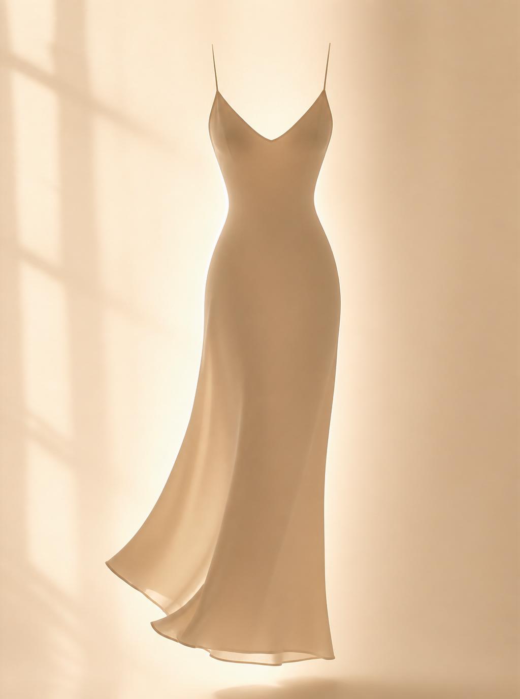 Silhouette of an Aspotique slip dress